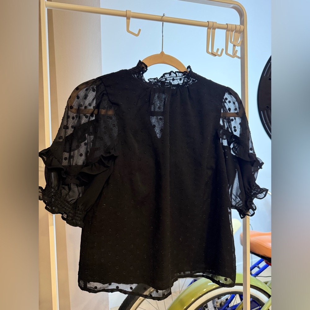 Elegant Black Sheer Sleeve Top